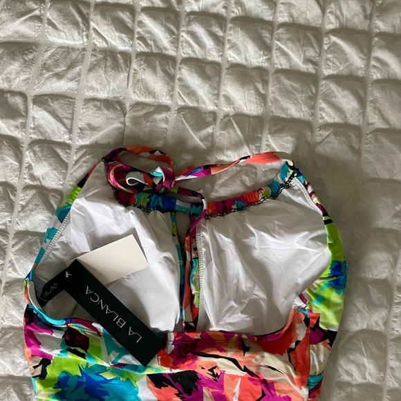 La Blanca Pink and Blue One Piece Swimsuit Tropical Print - Picture 6 of 7
